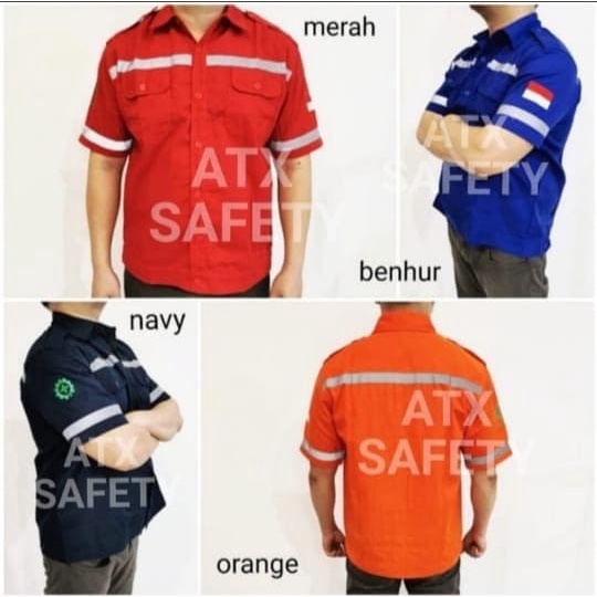 Wearpack Safety Baju Kerja Lapangan Lengan Pendek Merk Atx Merah