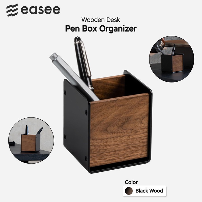 

easee Wooden Pen Box / Desk Tray Holder Organizer - Kotak Pensil Kayu