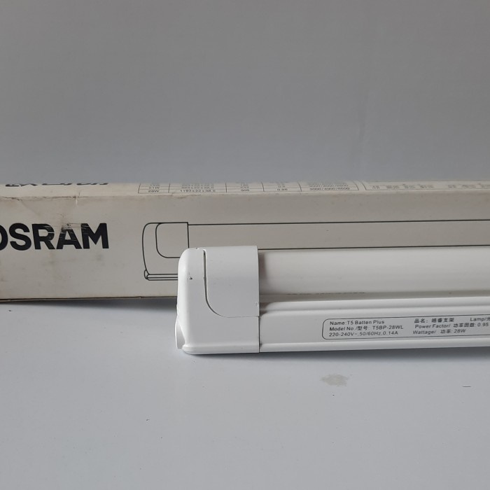 KAP LAMPU TL T5 KOMPLIT BATTEN 28W 830 865 840 OSRAM