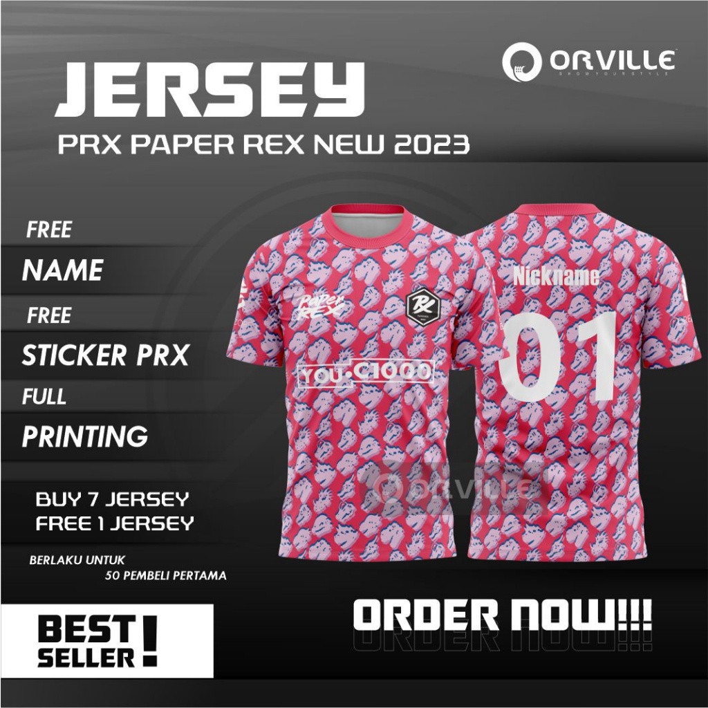 JERSEY PRX PAPER REX NEW 2023 MY/SG FREE NICKNAME, NUMBER, & STICKER PRX