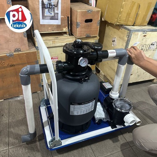 PAKET MESIN POMPA VACUM KOLAM RENANG PORTABLE TROLI POMPA KOLAM RENANG