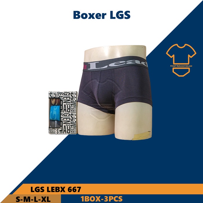 Boxer Pria Lgs 667 Isi 3 Celana Boxer Pria Sport Asli 100%