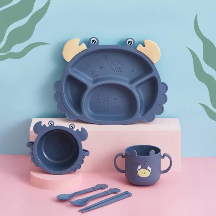 KODE M SET Tempat Makan Anak Kepiting Lucu Rerlengkapan Makan Anak MPASI Lucu