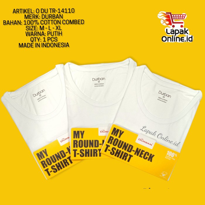 PROMO! Kaos dalam pria DURBAN 14110 WARNA PUTIH ISI 1 PCS