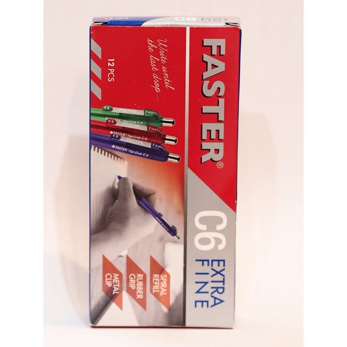 

TERBARU! Ballpoint /Pulpen Faster C6 ,0.7 mm isi 12 pcs - black & blue