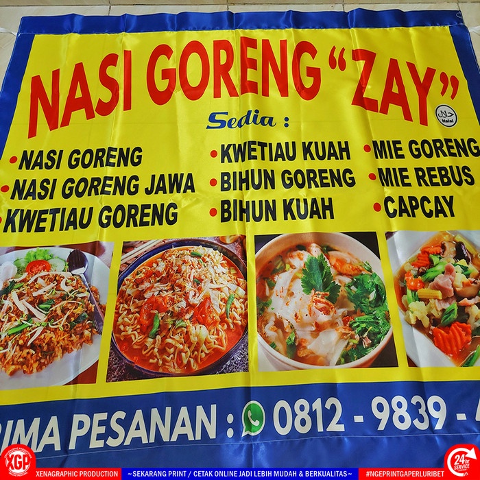 TERBARU Sablon Spanduk Kain Pecel Lele Pecel Ayam Textile Premium Satin 1 m