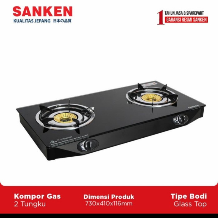 KOMPOR GAS SANKEN 2 TUNGKU KACA TERBAIK