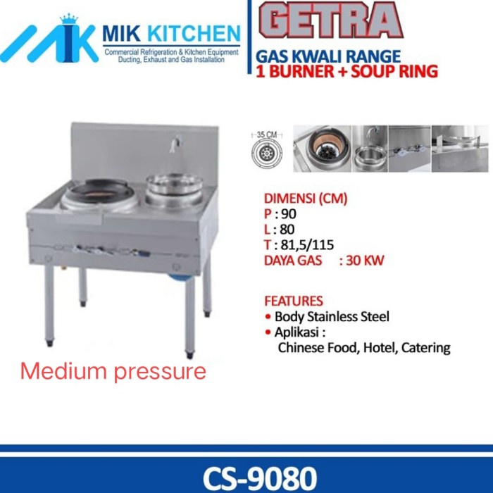 Herzliya Getra Gas Kwali Range Cs-9080Dx Cs-9080 Stainless / Kompor
