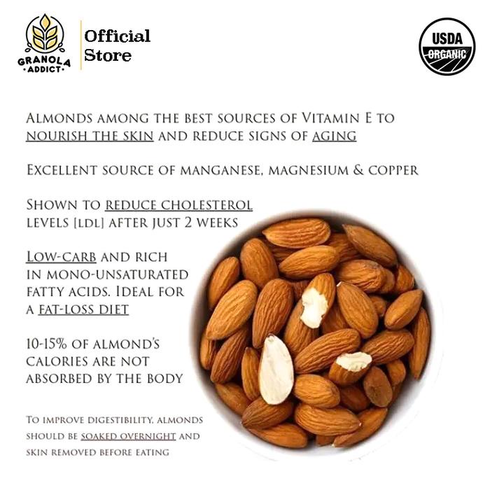 

terbaru !!! raw whole almond / kacang almond mentah 500g - granola addict ingredients ready