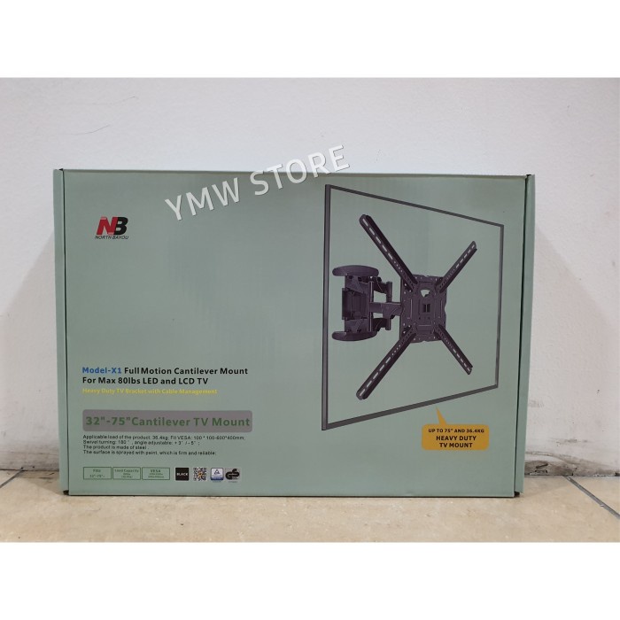 terbaru  north bayou nb x1 / x 1 bracket tv swivel 32 inch - 75 inch (pengganti) nb p5 dan nb 757