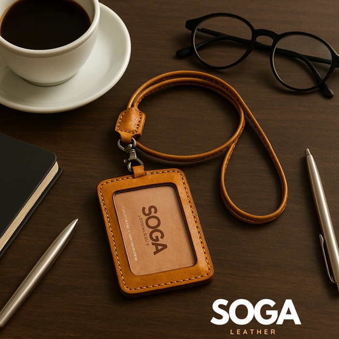 

Lanyard ID Card Premium Leather Kulit Handmade Gantungan Tali Kulit