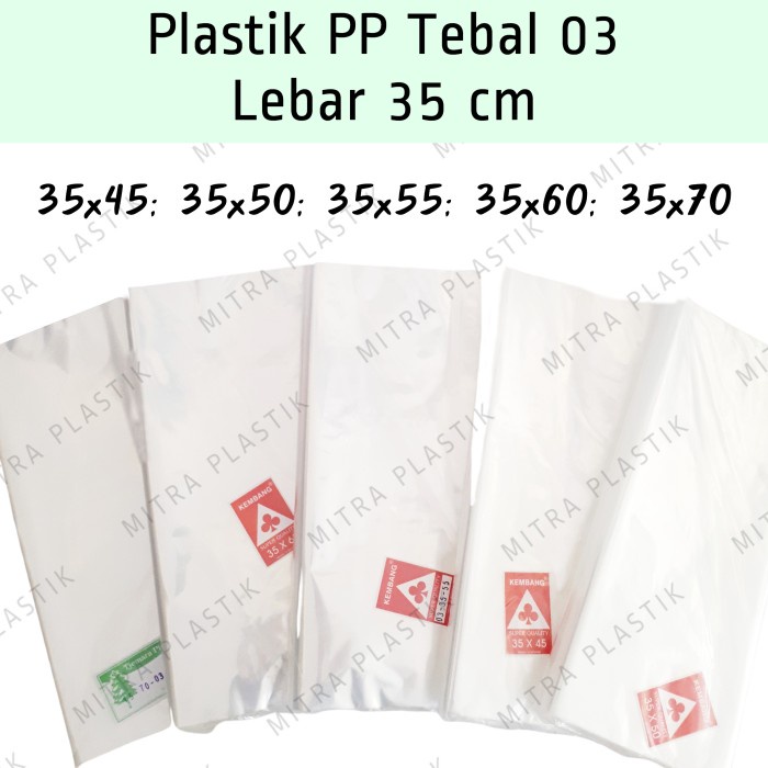 TERBATAS Plastik PP Lebar 35 Tebal 03 35x45 35x50 35x55 35x60 35x70 Bening