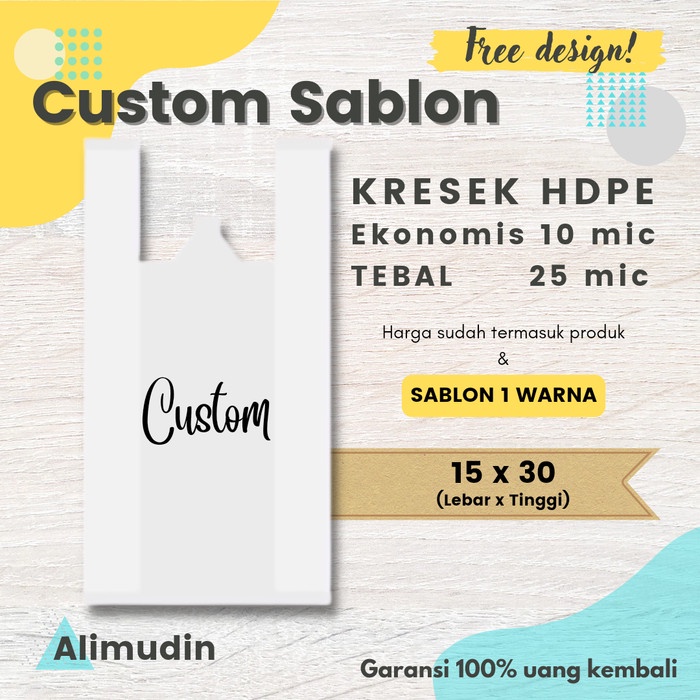 TERBARU Sablon Kantong Plastik Kresek 15 x 30 cm