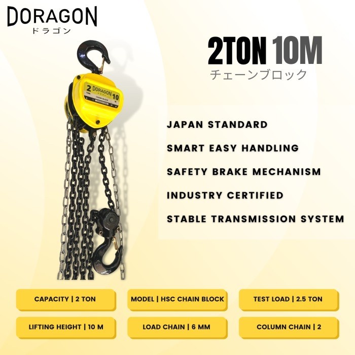 DORAGON Chain Block 2 Ton 10 Meter Takel 2T x 10M Katrol Kerekan Hoist