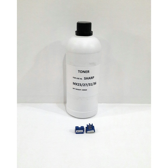 Paket toner dan chip fotocopy SHARP color refill black/hitam