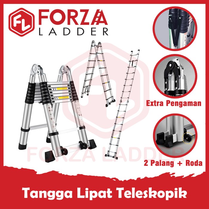 Tangga Teleskopik Lipat / Tangga Lipat Alumunium Teleskopik FORZA