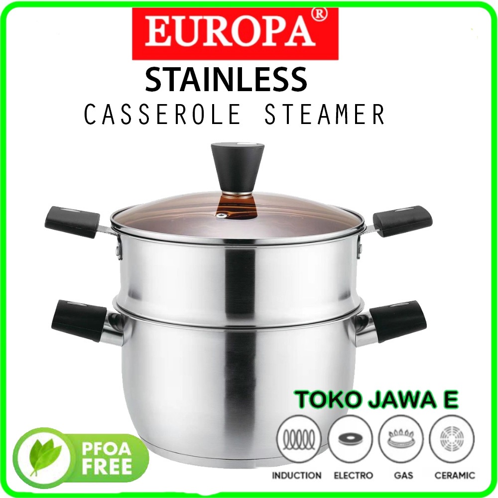 Citayam PANCI EUROPA STEAMER EUROPA 2 SUSUN Soup Pot Steamer 2 Susun 22cm & 24cm Panci Sup Stainless