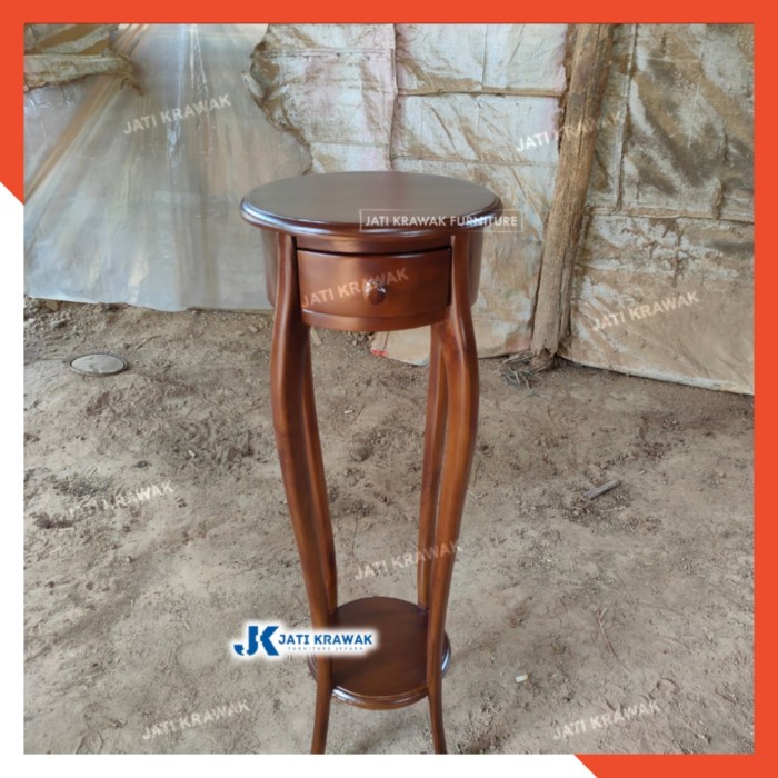 PREMIUM Meja Cumi Pot Bundar, Meja Pot Kotak Meja Hias kecil Kayu Jati