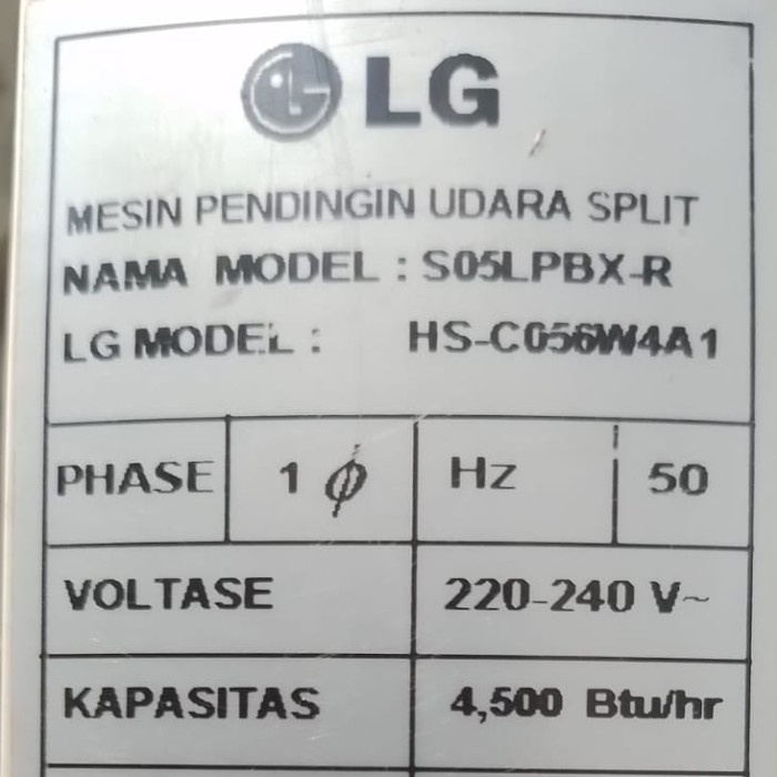 Body Cover Casing Indoor AC 1/2 PK LG S05LPBX-R HS-C056W4A1 Original Bekas