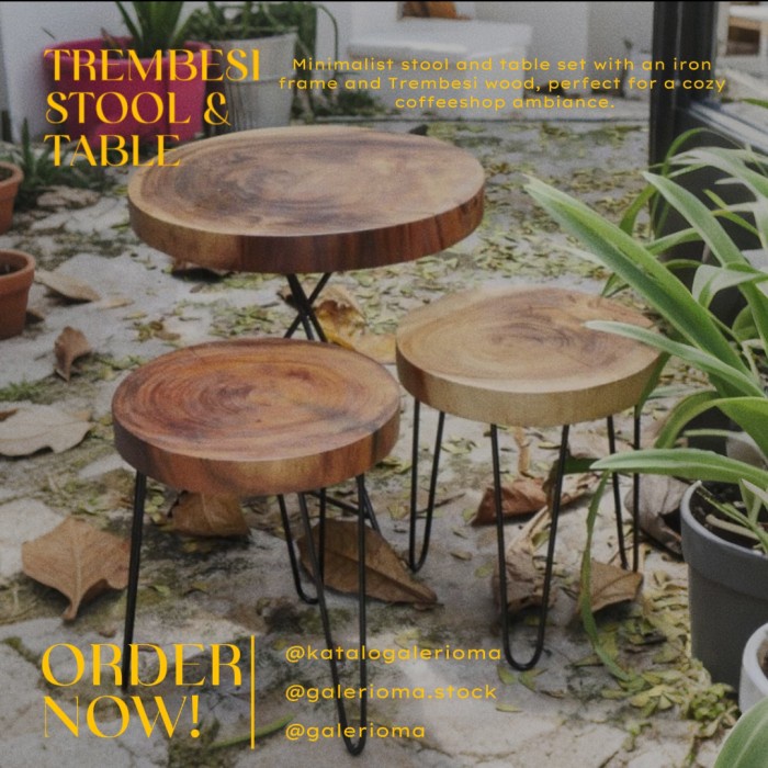 PREMIUM Kursi Stool Cafe Minimalis Besi Kayu