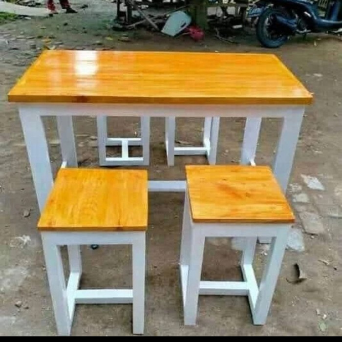 PREMIUM meja makan kursi 4 bahan kayu jati Landa mini malis Alus