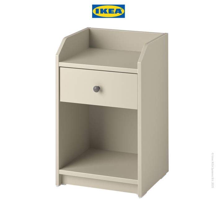 IKEA HAUGA Meja Nakas Samping Tidur Krem 40x36 cm