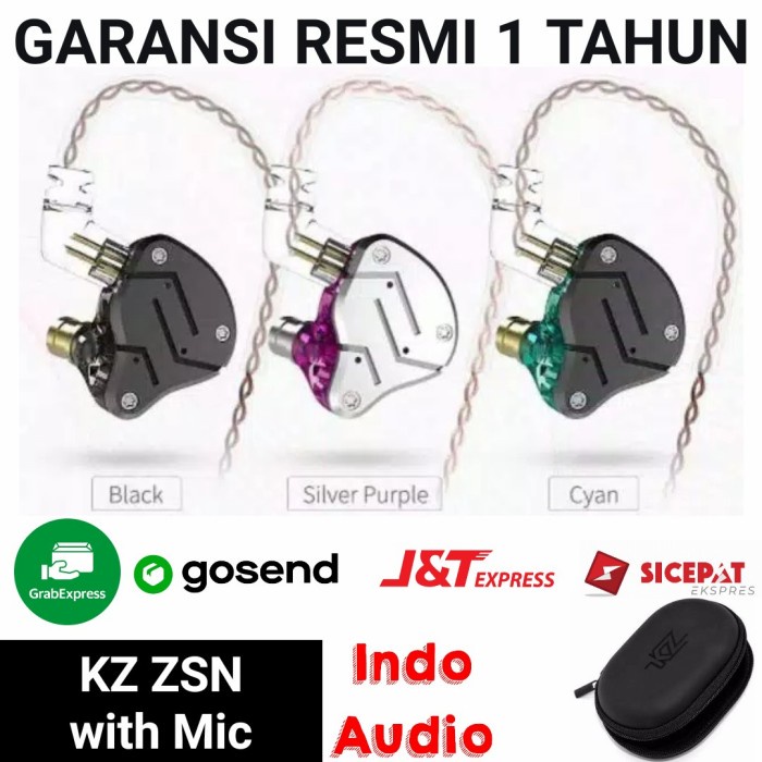 KZ ZSN With Mic Cable Wired Noise Canceling In Ear Earphones