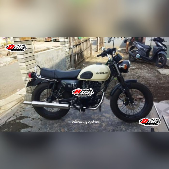 Knalpot Royal Enfield Fullsystem Kawasaki W175 Stainless Mengkilap