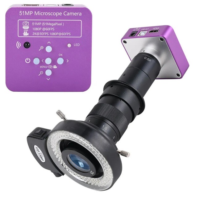 51MP 1080P FHD Digital Microscope 180X C-Mount Lens HDMI USB