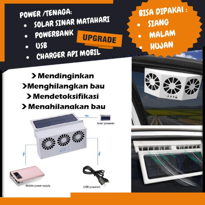 NEW CAR COOLER SOLAR EXHAUST FAN KIPAS ANGIN HEXOS HISAP HAWA PANAS MOBIL