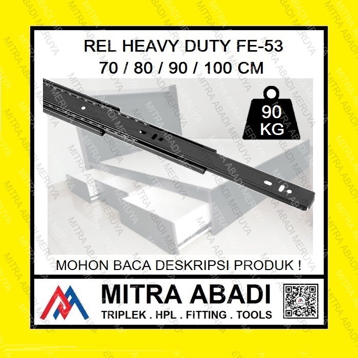 Rel Laci Heavy Duty Fe53 70 80 90 100 Cm Bawah Tangga Ranjang Tatami Beban Berat Double Track Dobel