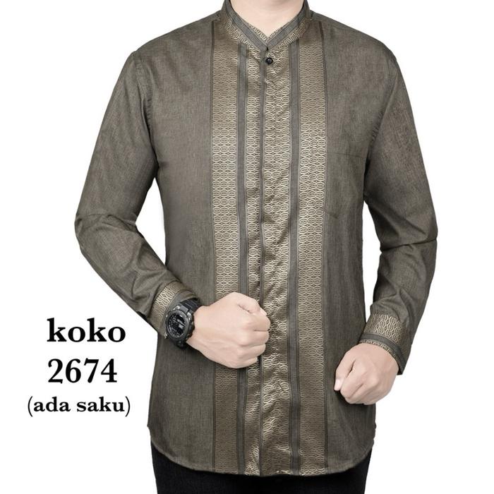 Kemeja Koko Slimfit Bahan Kattun Premium Motif Mewah Terlaris