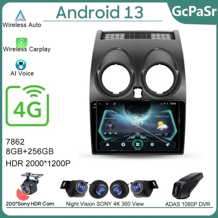 Android 13 For Nissan Qashqai 1 J10 2006 - 2013 Car Auto Radio