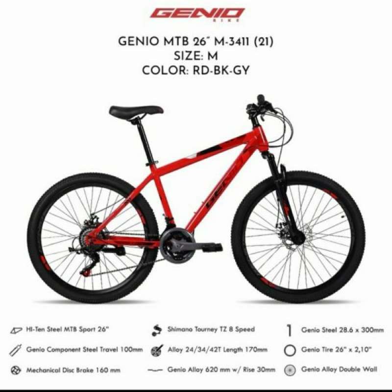 Terlaris Sepeda Gunung Mtb 26 Inch Genio 3411 Shimano M3411 M-3411 Ready