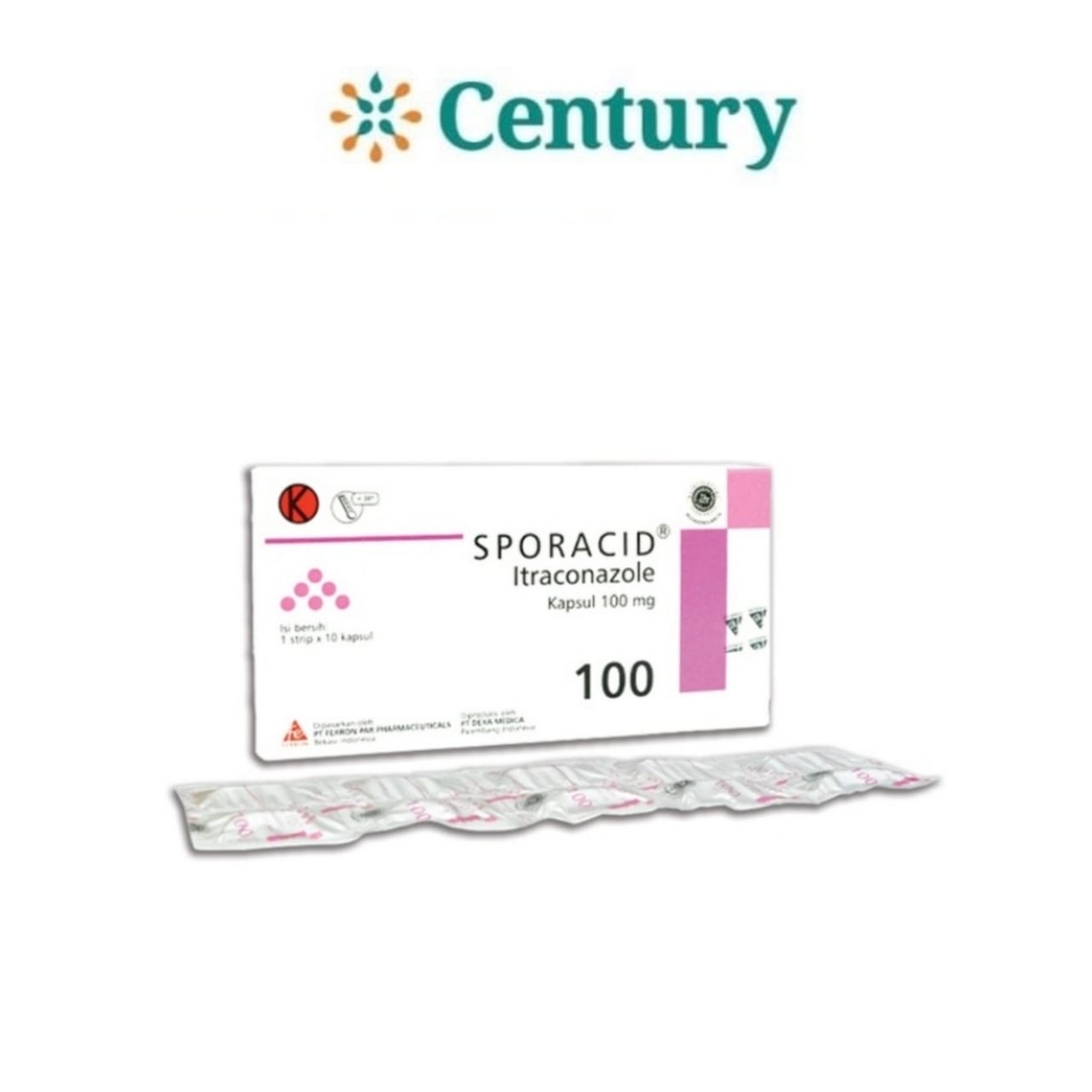 Sporacid Kapsul 100 Mg isi 10 Capsul 1 Strip / Itrocanzole Capsul / Jamur/ Antifungal / Triazol / Sp