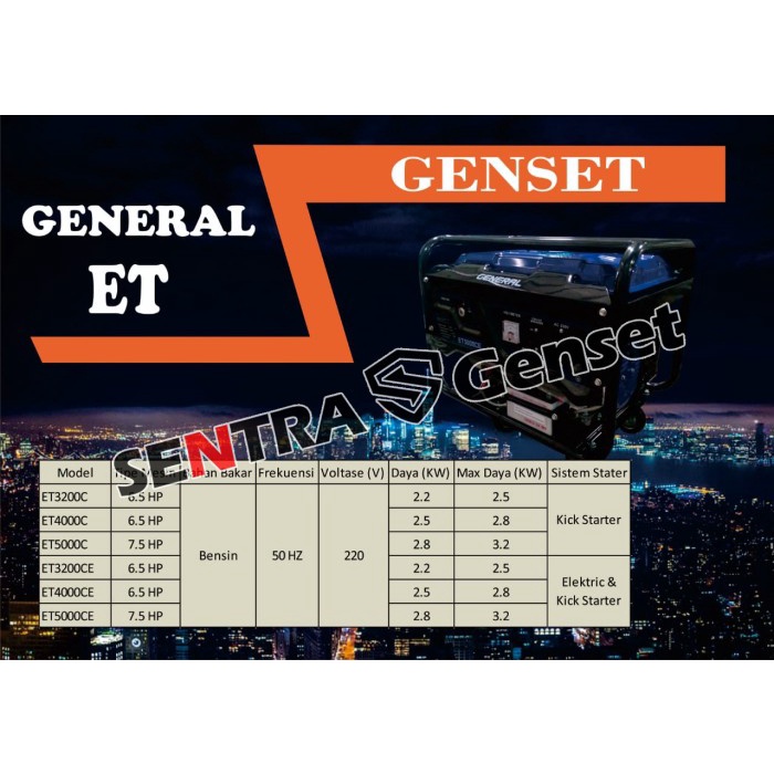 Limited Genset 3000 Watt. General Et 5000 Ce