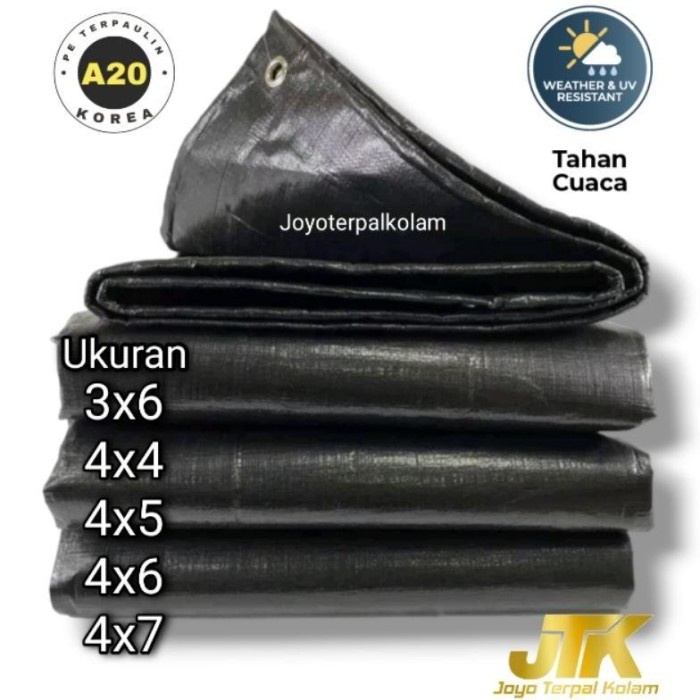PREMIUM TERPAL PLASTIK KOREA A20, TERPAL WARNA HITAM UKURAN 3x6 4x4 4x5 4x6 4x7 SUPER TEBAL TAHAN