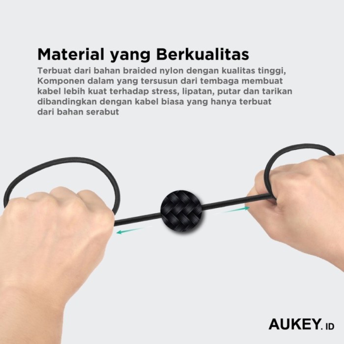 Kabel Charger Iphone Aukey Cb-Bal7 0.9M Mfi Lightning - 501419 Original
