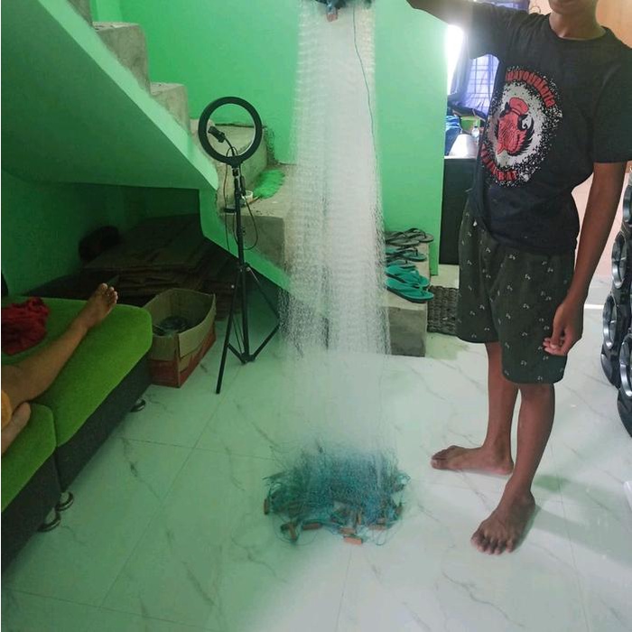 terbaru  jaring ikan siap pakai ketebalan senar 025mm panjang 50m,ukuran 2jari,3jari,4 jari ready