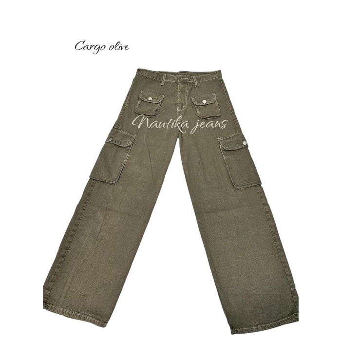 Celana Panjang Wanita Cargo [Unisex] Pasir Putih Korean Stail Straight Hitam Cargo Loose Jeans