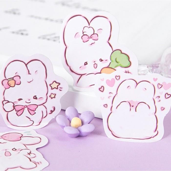 

Sticker Pack Pink Bunny Stiker Kelinci Luci Tahan Air Isi 46 Lembar
