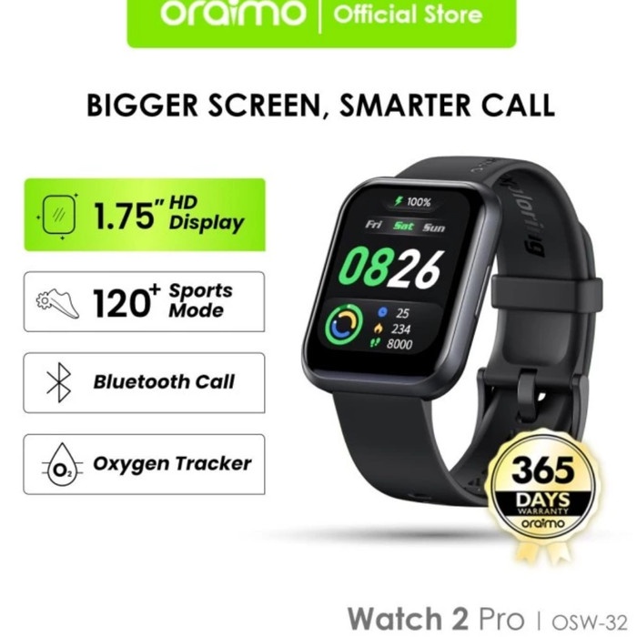 Oraimo Watch 2 Pro Jam Tangan Pintar Big Screen Smart Watch 1.75"