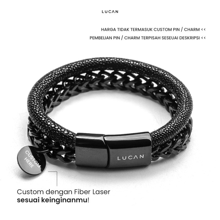 Gelang Pria/ Gelang Cowok / Gelang Kulit Pria / Gelang Stainless Lucan