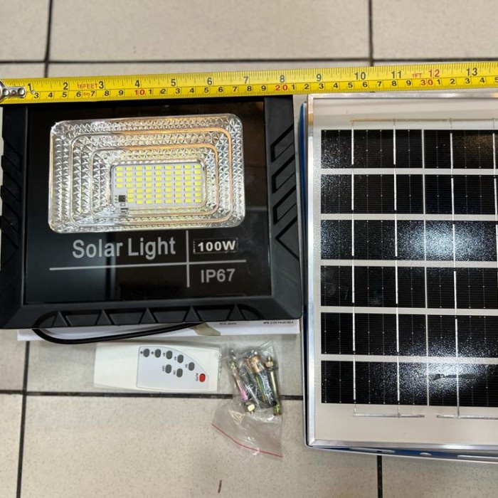 lampu sorot solar cell 100 watt 100w lampu tembak panel surya outdoor [terbaik]