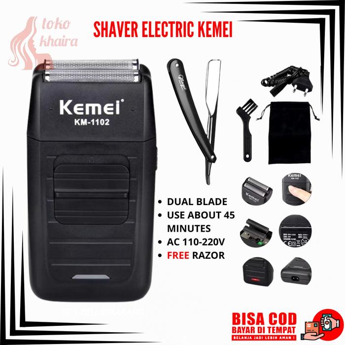 Shaver Alat Cukur Kumis Jenggot Brewok Profesional Kemei KM-1102 Menghaluskan Botak Pria Elektrik