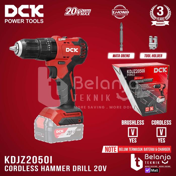 Dck Cordless Hammer Drill Kdjz2050Iz 20V Bor Impact Baterai Unit Only