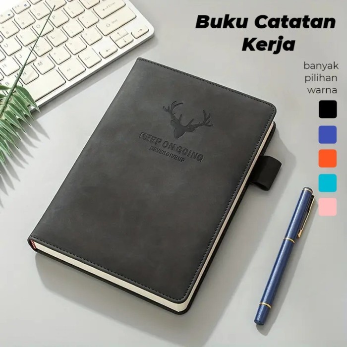 

Buku Catatan Kerja Notebooks Cover Kulit Jurnal PU Kertas A5 Hitam