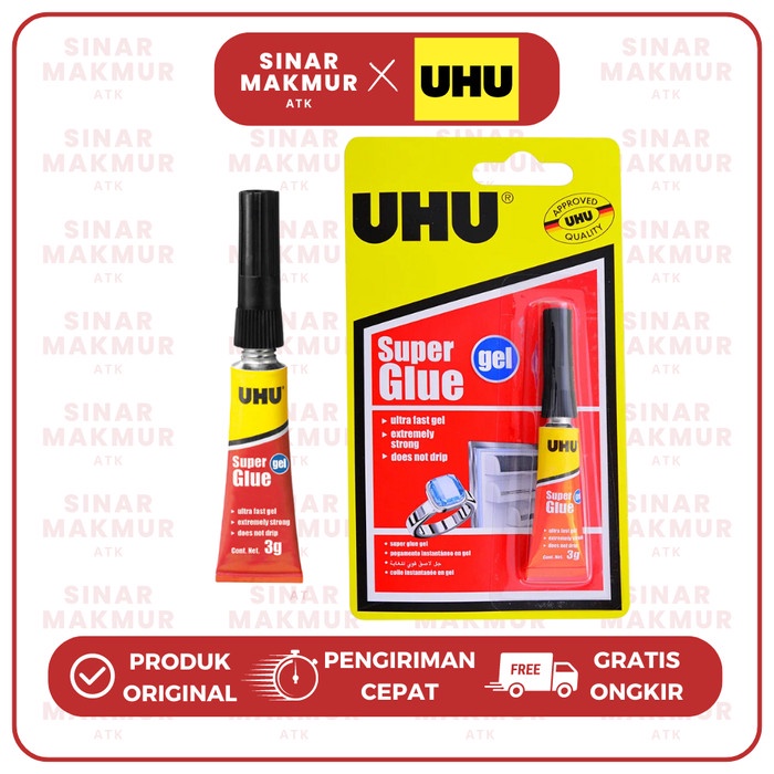 

Super Glue Gel/Lem Super Kuat Gel 3gr UHU (Pcs)
