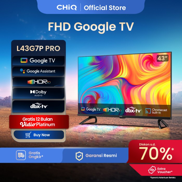 Google Tv Chiq 43 Inch Smart Tv Fhd Youtube Digital Tv (L43G7P Pro)