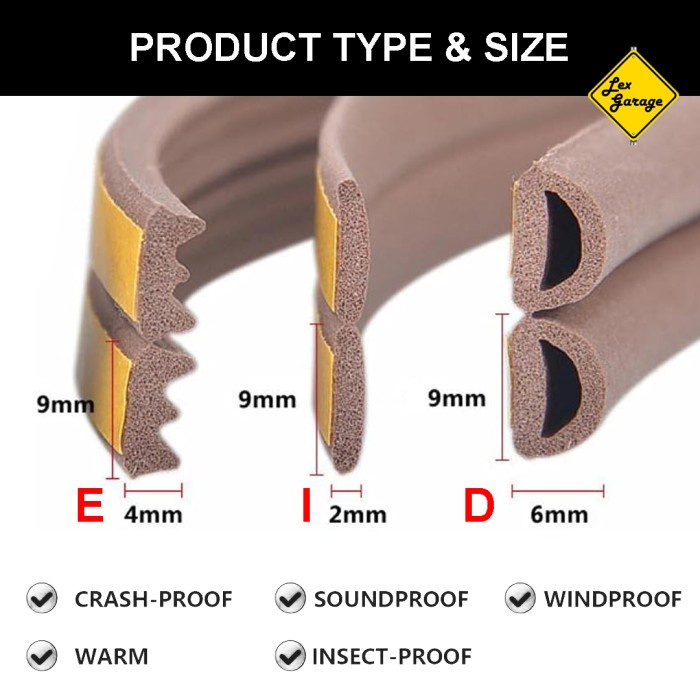 DOOR SEAL STRIP KARET BUSA PEREDAM SUARA PENUTUP CELAH PINTU JENDELA :)